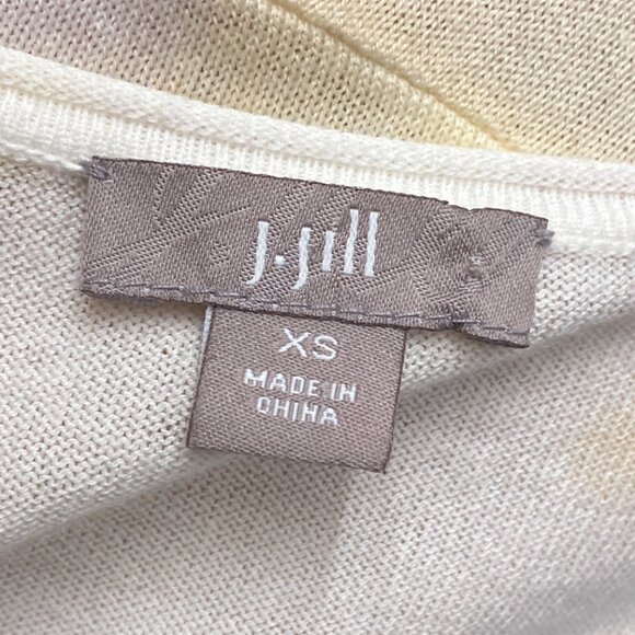 J. Jill XS Gray Yellow Watercolor Oversized Bamboo Cotton Blend Cardigan Sweater - Picture 3 of 4